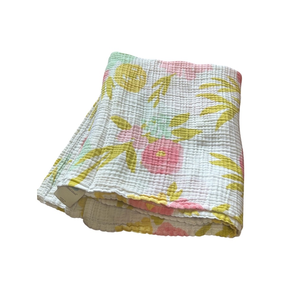 Cloud Island Floral‎ Muslin Swaddle Blanket Pink Yellow Baby Shower Gift